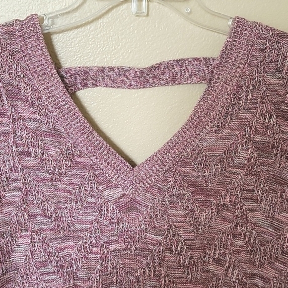 Torrid Pink Loose Knit Lace Up Back V-Neck Sweater - Size Large - Picture 2 of 8